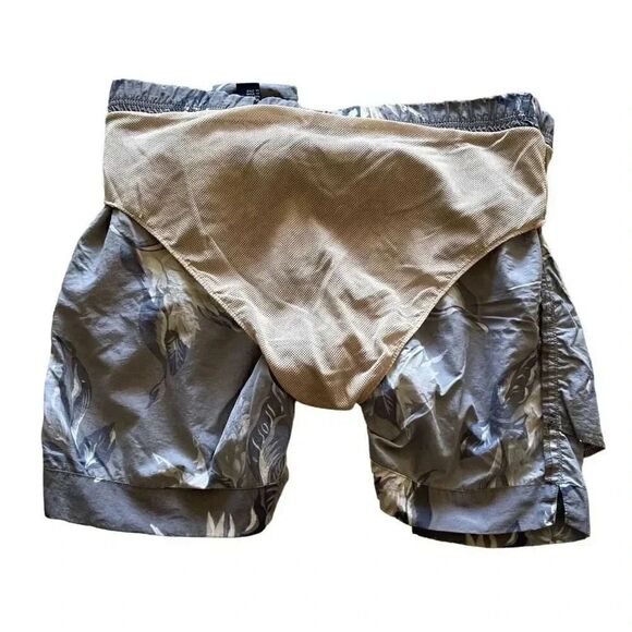 Nautica Gray Blue Men’s Floral Print Short Swimming Trunk Pants SZ S # 1053 - Picture 8 of 11